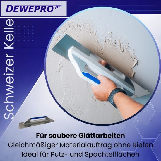 Schweizer Glättekelle Edelstahl 480×130 mm, 3K-Griff