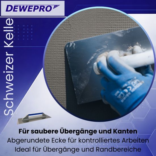 Schweizer Glättekelle Edelstahl 480×130 mm, 3K-Griff