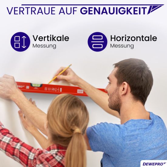 Wasserwaage Aluminium (rot) - 2 Libellen / 30cm - 200cm