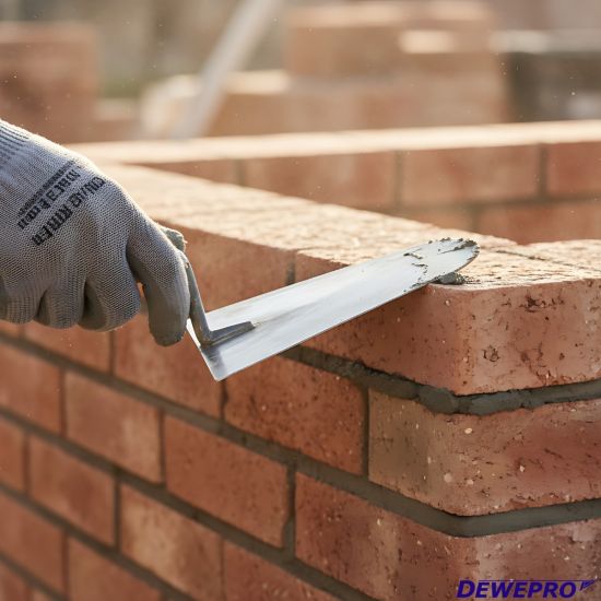 Italienische Maurerkelle, Stahl halbrund mit Holzgriff